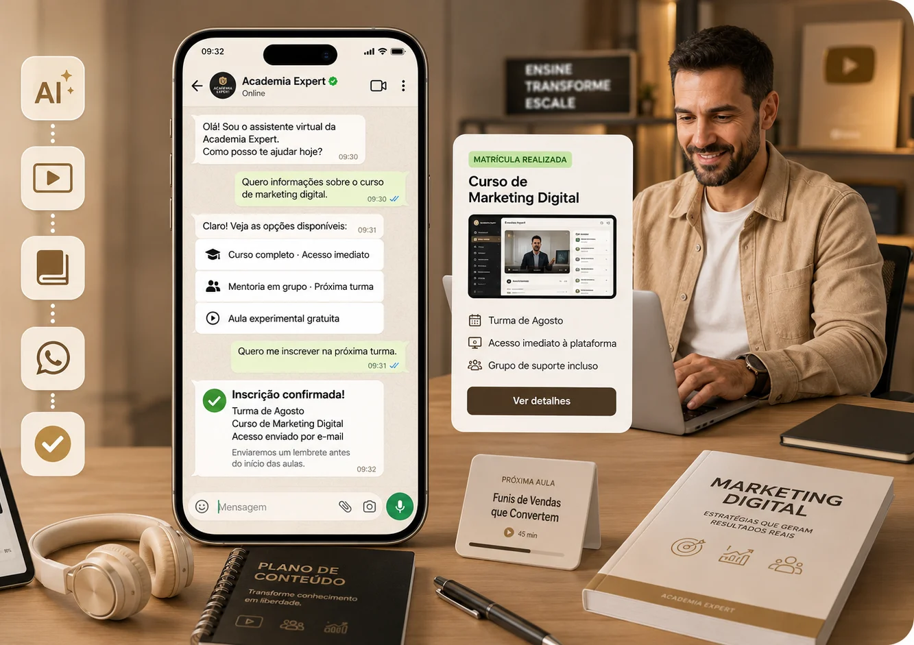 Atendimento por IA para infoprodutos e cursos
